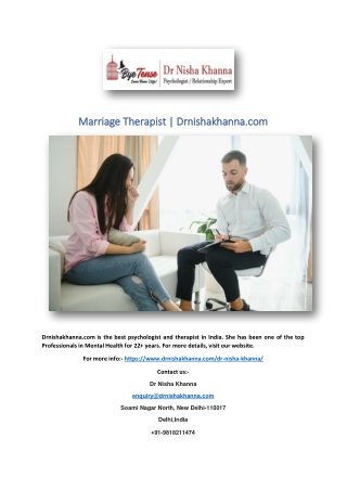 Marriage Therapist | Drnishakhanna.com