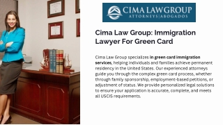 Cima Law Group Immigration Lawyer For Green Card