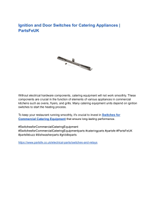 Ignition and Door Switches for Catering Appliances _ PartsFeUK