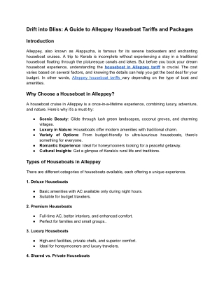 Alleppey houseboat tariff