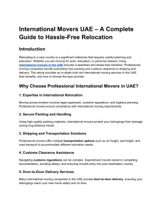 International Movers UAE