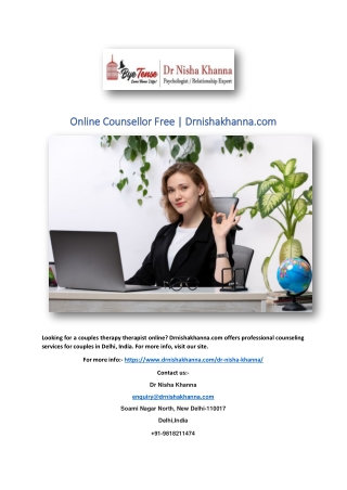 Online Counsellor Free | Drnishakhanna.com