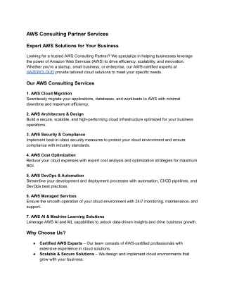AWS Consulting Partner Services
