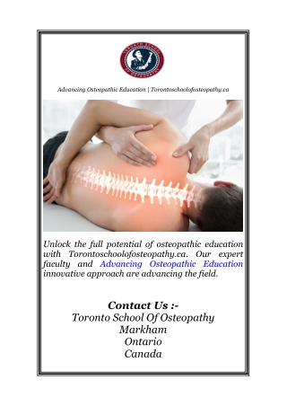 Advancing Osteopathic Education  Torontoschoolofosteopathy.ca