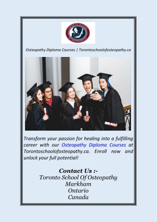 Osteopathy Diploma Courses | Torontoschoolofosteopathy.ca