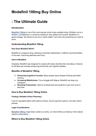 Modafinil 100mg Buy Online