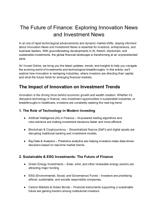 The Future of Finance_ Exploring Innovation News and Investment News