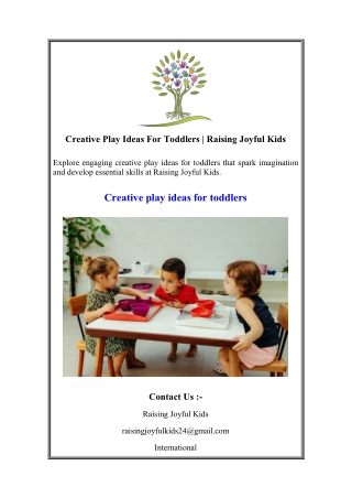 Creative Play Ideas For Toddlers | Raising Joyful Kids