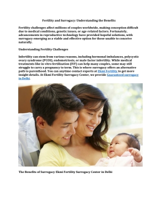 Fertility and Surrogacy Understanding the Benefits