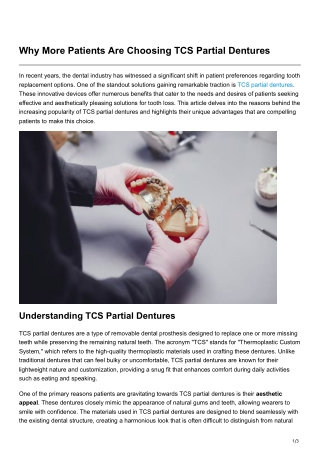 Why More Patients Are Choosing TCS Partial Dentures