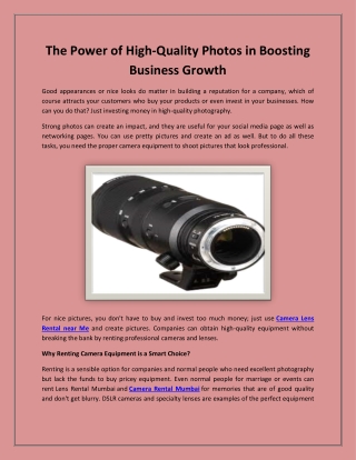 The Power of High-Quality Photos in Boosting Business Growth