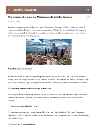 Why Business Insurance in Mississauga Is Vital for Success