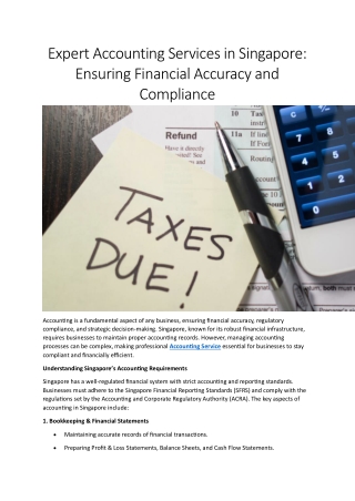 Expert Accounting Services in Singapore Ensuring Financial Accuracy and Compliance