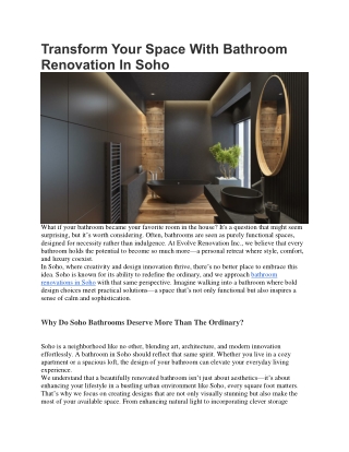 Bathroom Renovation Soho