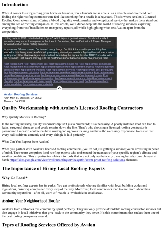 Quality Workmanship with Avalon’s Licensed Roofing Contractors
