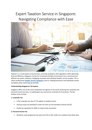 Expert Taxation Service in Singapore Navigating Compliance with Ease