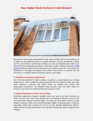 How Rubber Roofs Perform in Cold Climates
