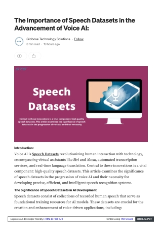 The Importance of Speech Datasets in the Advancement of Voice AI: