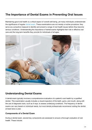 The Importance of Dental Exams in Preventing Oral Issues