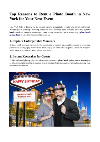 Top Reasons to Rent a Photo Booth in New York for Your Next Event