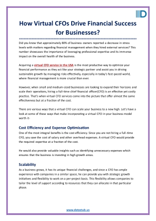 How Virtual CFOs Drive Financial Success for Businesses?