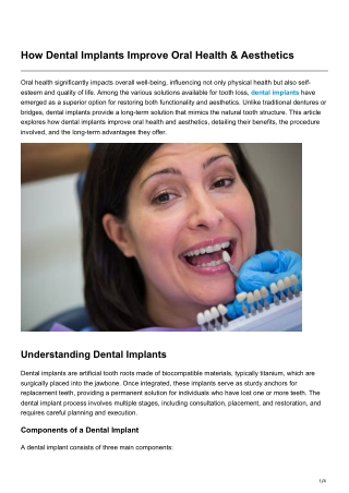 How Dental Implants Improve Oral Health & Aesthetics