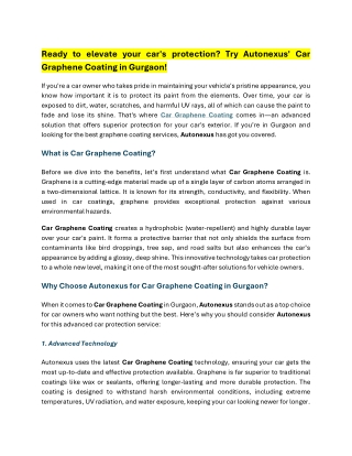 Autonexus' Car Graphene Coating in Gurgaon!