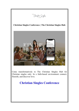 Christian Singles Conference | The Christian Singles Hub