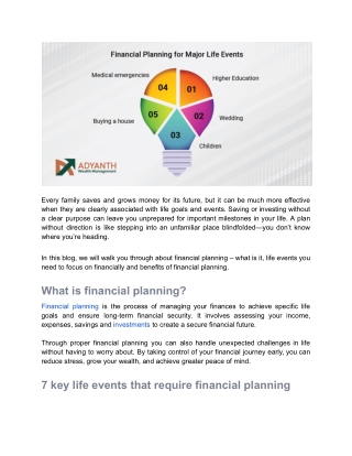 Financial planning for major life events