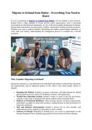 Migrate to Ireland from Dubai – Everything You Need to Know