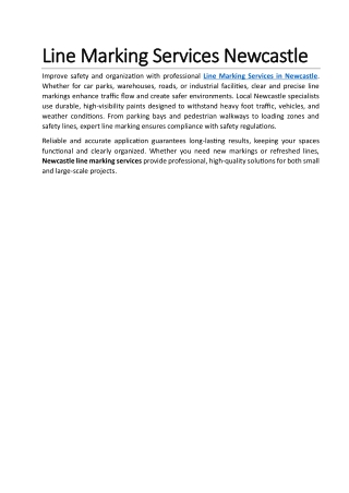 Line Marking Services Newcastle