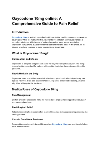 Oxycodone 10mg online