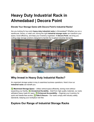 Heavy Duty Industrial Rack in Ahmedabad _ Decora Point
