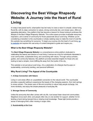 Discovering the Best Village Rhapsody Website_ A Journey into the Heart of Rural Living (1)