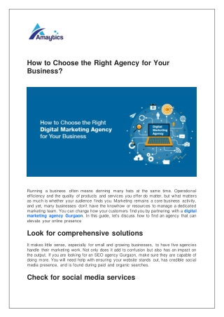 How to Choose the Right Agency for Your Business