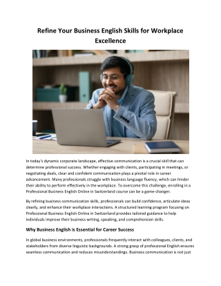 Refine Your Business English Skills for Workplace Excellence