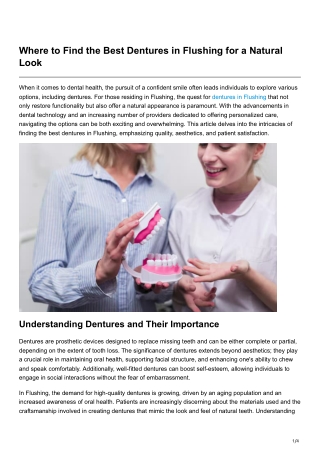 Where to Find the Best Dentures in Flushing for a Natural Look