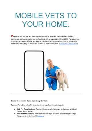 Mobile vets to your home