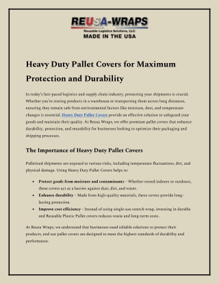 Heavy Duty Pallet Covers for Maximum Protection and Durability