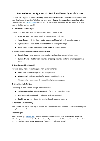 How to Choose the Right Curtain Rods for Different Types of Curtains