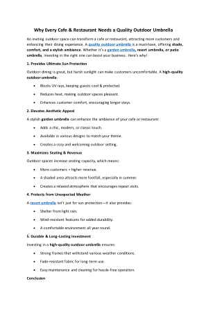 Why Every Cafe and Restaurant Needs a Quality Outdoor Umbrella