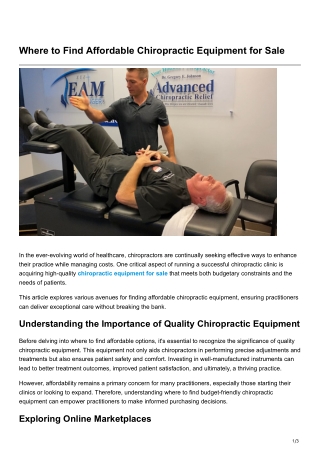 Where to Find Affordable Chiropractic Equipment for Sale