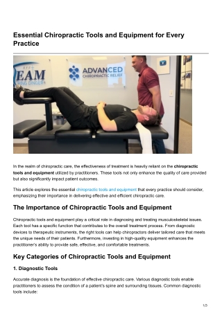 Essential Chiropractic Tools and Equipment for Every Practice