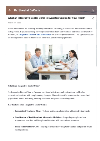 What an Integrative Doctor Clinic in Evanston Can Do for Your Health