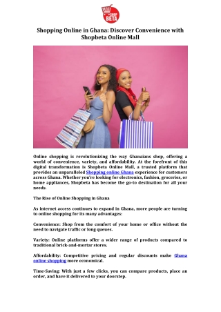 Shopping Online in Ghana Discover Convenience with Shopbeta Online Mall