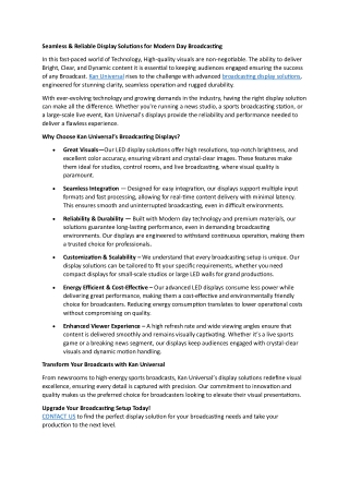 Seamless & Reliable Display Solutions for Modern Day Broadcasting