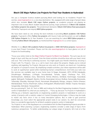 Btech CSE Major Python Live Projects for Final Year Students in Hyderabad