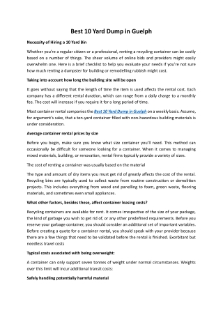 Best 10 Yard Dump in Guelph