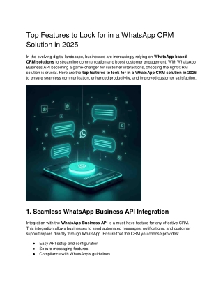 Top Features to Look for in a WhatsApp CRM Solution in 2025