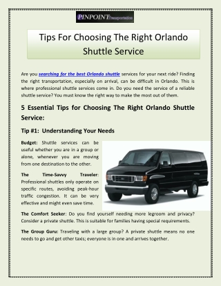 Tips For Choosing The Right Orlando Shuttle Service